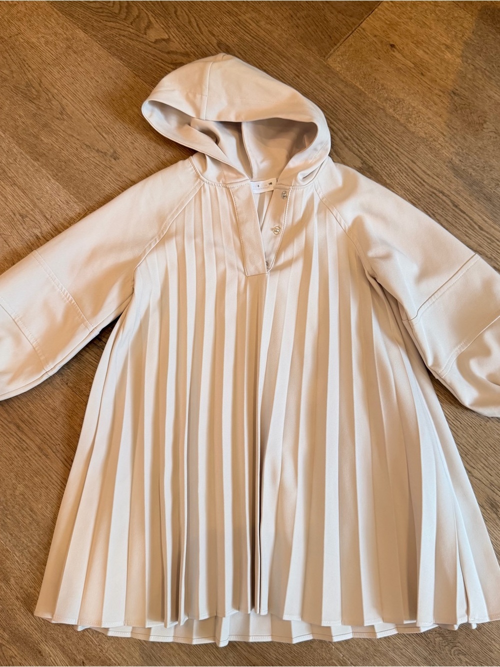 Girls' Zara Hooded Pleated Dress in Cream